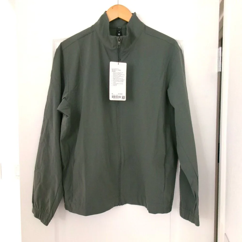 New Men's Lululemon ZEROED IN TRACK JACKET M Grey Sage Willow Leaf Green Grey - Picture 1 of 10